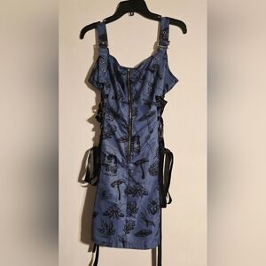 Blue Skull Print Dress